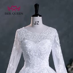 Customized Full Sleeves Pretty Lace Appliques Wedding Dresses 2026 New Plus Size Ball Gown Princess Bride Dress Elegant WX0301