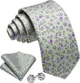 Elegant Spring Style Flower Men Tie Set Casual Wedding Business Necktie Hanky Cufflinks 3PCS Suit Accessories Mint Green Pink