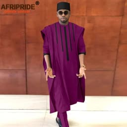 African Clothing for Men Dashiki Agbada Shirts Pants and Tribal Hat 3 Piece Set Dashiki Outfits Traditional Attire A2216165