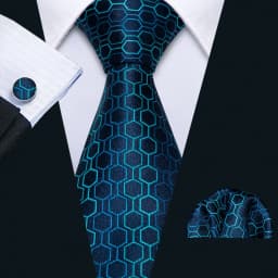 Barry.Wang Jacquard Water Duck Blue Men's Tie With Pocket Square Cufflinks Set Exquisiet Necktie For Male Wedding Business