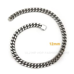ULJ Punk Miami Cuban Link Men Hip Necklace 304 Stainless Steel Hip-Hop Female Male Bracelet Chain Ice Out Waterproof Jewelry