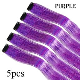 5Pcs/Pack Sparkle Hair Extensions Clip In Rainbow Shiny Sparkle Hair Tinsel Heat Resistant Sparkle Hair Extensions For Braids