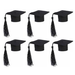 6Pcs Fashion Mini Graduation Hat Doctoral Cap Costume Top Hat With Tassels DIY Doll Decor Flowers Wine Bottle Dolls Decoration