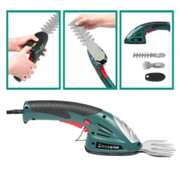 POSENPRO 7.2V 2in1 Cordless Grass and Shrub Shears Hedge Pruning Trimmer 1.5Ah Li-ion Battery Garden Tool 2 Different Blades