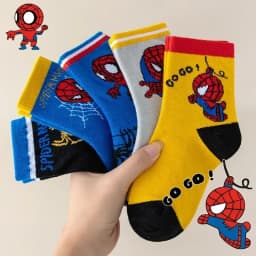 5 Pairs Children's Socks Kawaii Soft Anime Spider Socks Kids Boys Socks MiddleTube Cartoon Baby Socks 1-12 Years For Gift