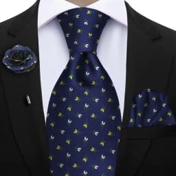 Peacock Blue Floral Print 2-Piece Tie & Pocket Square Set for Men Wedding Business Casual Stylish Accessories