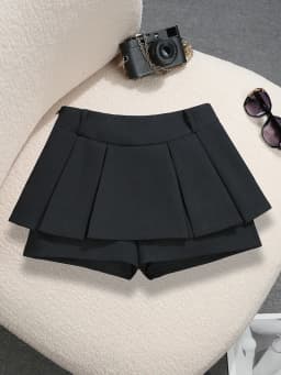 2026 Spring New Design Gray Pleated Mini Skirt