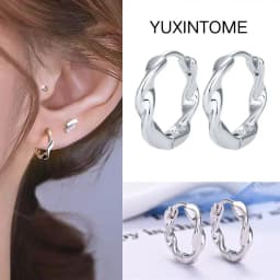 Pave Micro Crystal North Star Hoop Earrings Punk 925 Sterling Silver Ear Needle Twist Gold Earrings For Women Minimalist Jewelry