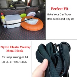 Car Trunk Organizer Elastic Strap Heavy Duty Cargo Strap Rope Hook for Jeep Wrangler TJ JK JL Gladiator JT 1997-2026 Accessories
