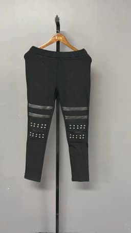 EAM High Elastic Waist Black Brief Long Rivet With Fleece Casual Pants New Trousers Women Fashion Autumn 2026 1DH7172