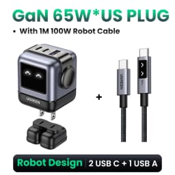 【US Plug】UGREEN 65W 30W GaN Charger Robot Design PD3.0 Fast Charger QC4.0 3.0 PPS for iPhone 18 17 16 Pro Macbook Laptop Table