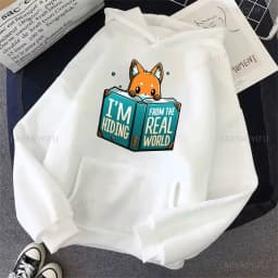 Cute I Don't Give A Fox Cute Animal Kawaii Hoodie Loose Fleece Pullover Hip Hop Hoodies Streetwear Cartoon Women Men Sweatshirts