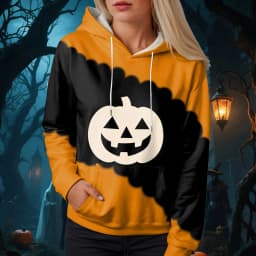 Jack O Lantern Sweater Women'S Sweatshirt Halloween Graphic Hoodies Casual Long Sleeve Loose Pullover Tops With 할로윈 후드티 여성