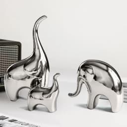 Electroplating Silver Ceramics Elephant Animal Figurines Statue Nordic Home Decor Desk Ornaments Living Room Decoration Gifts