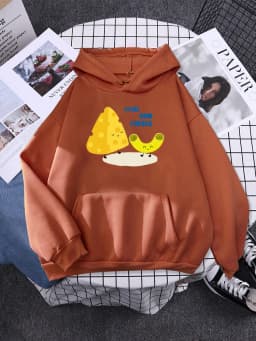 Cartoon Friendly Mac And Cheese Womens Clothes Loose Fashion Hoody Simplicity Casual Sweatshirt Female Fleece Autumn Hoodies
