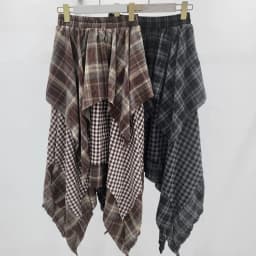 DEAT Fashion New Items Irregular Plaid Patchwork Pleated A-line Skirts For Women High Elastic Waist Mid-length Skirt 11A06244