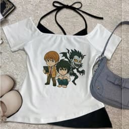 Death Note crop top women goth cutecore gothic 2000s scene tshirt kawaii streetwear anime cheap cute