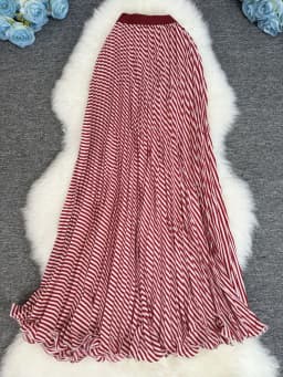 Polka Dot Print High Elegant A-line Pleated Long Skirt For Women 2025 Spring autumn Office Lady Casual Leopard Skirts