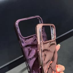 Luxury Electroplate Silvery 3D Wrinkle Phone Case For iPhone 17 16 15 14 13 12 Pro Max Plating Water Ripple Shockproof Cover