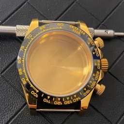 VK63 Watch Case with Sapphire Glass Stainless Steel Case with Ceramic Bezel Men's Watch Accessories for VK63 Quartz Movement