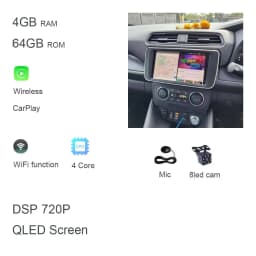 9' Qled Screen Video Player Carplay for Nissan Leaf Android 2018 + Charging Mobile Holder GPS Multimedia Stereo Head Unit