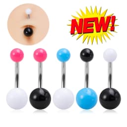 5Pcs/lot Candy Colors Acrylic Belly Button Rings for Women 316L Stainless Steel Bar Belly Navel Sexy Piercings Body Jewelry 14G
