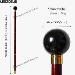 Black 8th Billiards Resin Handle 3-Piece Red Wooden Walking Stick Elegant Fashionable Decorative Canes for Men And Women