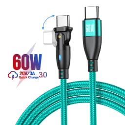 AUFU USB Type C Cable 5A PD100W Fast Charging Charger Wire Cord for MacBook Pro Xiaomi iPad Samsung 180° Rotate USB-C Cable