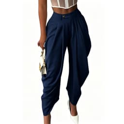 2026 Trend Mid Waist Women's Cargo Harem Sweat Pants with Ruched Design Casual Street Style Trousers Office Ladies Work Trousers