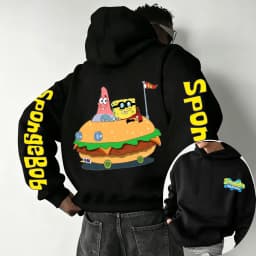 Burger SpongeBob SquarePants and Patrick Star Cartoon Anime 2026 Spring and Autumn Men's and Women's Fashion Sports Hoodies