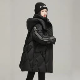 Winter Down Cotton Jacket Mid length Women's New Design sense Spliced Warm Thicken Parka Coat Female Loose Hooded Casual Jackets