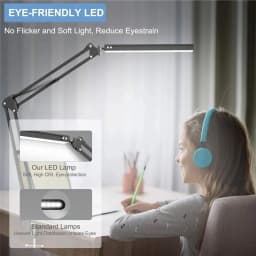 Double Head Led Desk Lamp, Eye-Caring Desk Light with Clamp, Adjustable Flexible Goose-NeckTask Lamp for Home Office Study
