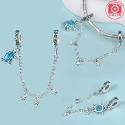 925 Sterling Silver Ocean Series Blue Turtle Starfish Shell Fit Original Bracelet Charms for Women diy Fine Jewelry Gifts