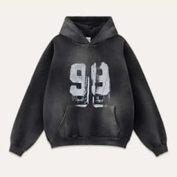 PFNW 2025 Spring High Street Vintage Washed Digital Padded Hooded Sweatshirt Men's American Loose Oversized Pullover Top 28W5695
