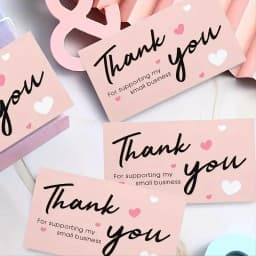 30pcs Black Pink Thank You Cards Greeting Label Tag Packages For Small Business Gift Box Decoration Packaging Supplies Wholesale