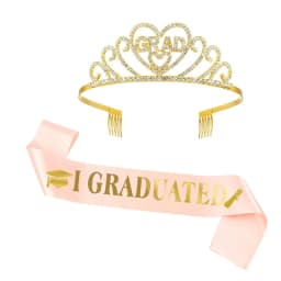 2024 Graduated Satin Sash Glitter Crown for Graduation Party Decoration Balloons Photo Booth Props Bachelor Graduated Supplies
