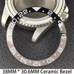 Sloping 38mm * 30.6mm Ceramic/Aluminum Bezel GMT and Diving Watch Insert Fits for 40mm Men's Watch Case Bezel Replacement Insert