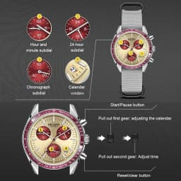 MEGIR Triple-eye Quartz Watch for Men's Nylon Braided Strap Waterproof Luminous Sports with Chronograph Fashion Wristwatch Male