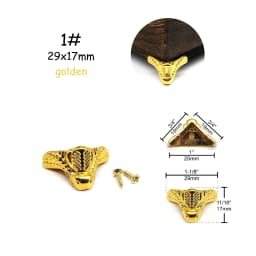 4pcs Jewelry Chest Wood Box Gift Wine Case Decorative Feet Leg Corner Protector Support Bracket with screws Golden Silver Bronze