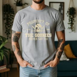 2026 Summer 100% Cotton The Goonies Graphic Oversized Tee Retro Movie Themed Short Sleeve