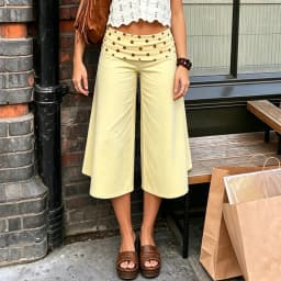 Capri Pants for Women Low Rise Fold Over Capri Yoga Pant Soft Comfy Flowy Wide Leg Capris Culottes Bottoms