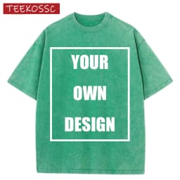 Custom Your Logo Print Summer Cool Snow Wash T-Shirt Cotton Casual Loose Short Sleeve Fashion Retro Tee Soft Couple Streetwear