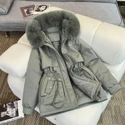Women's Short Thickened Fleece Lined Cotton Jacket Winter New Style Commute Simple Style Loose Fit Zipper Pocket Hooded Coat