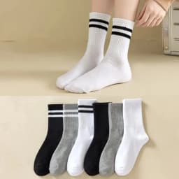 5/6/10 Pairs Women's Mid Socks Solid Color Breathable Comfortable In Autumn Winter Absorbing High-Quality Casual Socks Sports