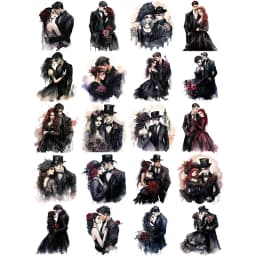 20Pcs/Pack Vintage Gothic Couple Vampires Sticker DIY Craft Scrapbooking Album Junk Journal Decorative Stickers