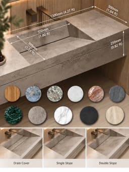 Any Size Custom Luxury Natural Stone Bathroom Vanity Set Integrated Sink Single Double Sink Stain Resistant Waterproof Durable H