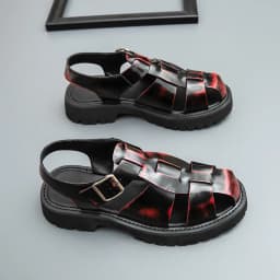 4.5Cm Thick Sole Heightening Sandals Men's Glossy Cowhide Buckle Business Casual British Genuine Leather Summer Sandals for Men