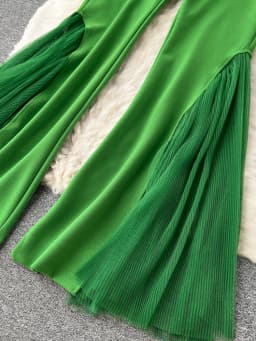 Mesh Spliced Y2k Pants for Women Spring 2023 High Waisted Split Solid Wide Leg Flare Pants Fashion Chic Casual Pants