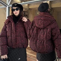 Leopard Print Down Cotton-Padded Jacket Women's Parkas Winter 2027 New Warm Cotton Coat Fashion Outwear Hooded Female Overwear