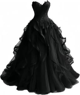 Gothic Wedding Dresses for Bride Layered Tulle Black Bridal Gowns Lace Applique Sweetheart Wedding Gown Dress